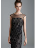 Illusion Neck Black Lace Fashion Mini Cocktail Dress